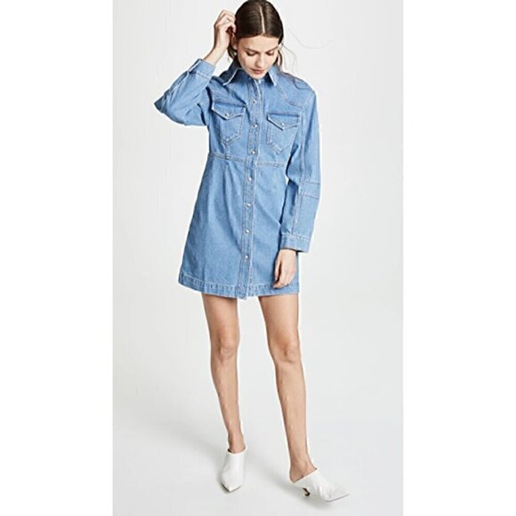 Nanushka Vilma Denim Skater Dress - Picture 1 of 10